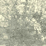 Close up of Authentic reproduction of Ordnance Survey map of North London 1896-1904 with a yellow tint background