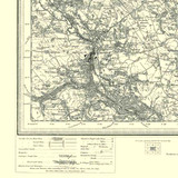 Close up of authentic reproduction of Ordnance Survey map of Chesterfield 1896-1904 with a yellow tint background Close up of authentic reproduction of Ordnance Survey map of Chesterfield 1896-1904 with a yellow tint background