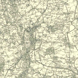 Close up of authentic reproduction of Ordnance Survey map of Worcester  1896-1904 with a yellow tint background