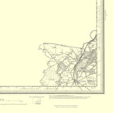 Close up of Authentic reproduction of Ordnance Survey map of Longtown 1896-1904 with a yellow tint background