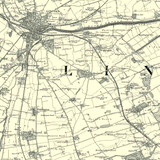Close up of Authentic reproduction of Ordnance Survey map of Lincoln 1896-1904 with a yellow tint background