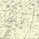 Close up of Authentic reproduction of Ordnance Survey map of Lincoln 1896-1904 with a yellow tint background