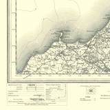 Close up of authentic reproduction of Ordnance Survey map of Nevin 1896-1904 with a yellow tint background
