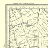 Close up of authentic reproduction of Ordnance Survey map of Boston 1896-1904 with a yellow tint background