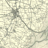 Close up of authentic reproduction of Ordnance Survey map of Boston 1896-1904 with a yellow tint background