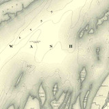 Close up of authentic reproduction of Ordnance Survey map of The Wash 1896-1904 with a yellow tint background
