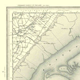 Close up of authentic reproduction of Ordnance Survey map of The Wash 1896-1904 with a yellow tint background