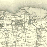 Close up of authentic reproduction of Ordnance Survey map of  Wells-next-the-Sea 1896-1904 with a yellow tint background
