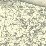 Close up of Authentic reproduction of Ordnance Survey map of Cromer 1896-1904 with a yellow tint background
