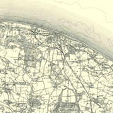 Close up of Authentic reproduction of Ordnance Survey map of Cromer 1896-1904 with a yellow tint background