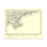 Authentic reproduction of Ordnance Survey map of Pwllheli 1896-1904 with a yellow tint background