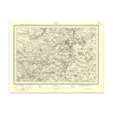 Authentic reproduction of Ordnance Survey map of Oswestry 1896-1904 with a yellow tint background