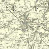 Close up of Authentic reproduction of Ordnance Survey map of Stafford 1896-1904 with a yellow tint background