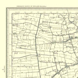 Close up of authentic reproduction of Ordnance Survey map of Spalding 1896-1904 with a yellow tint background