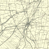Close up of authentic reproduction of Ordnance Survey map of Spalding 1896-1904 with a yellow tint background