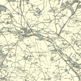 Close up of Authentic reproduction of Ordnance Survey map of Fakenham 1896-1904 with a yellow tint background
