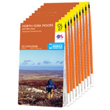 Orange cover OS Explorer Wainwright's Coast-to-Coast Walk map set of 10 maps showing OL27 Loch Lomond South at the front