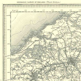 Close up of Authentic reproduction of Ordnance Survey map of Falmouth 1896-1904 with a yellow tint background