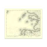 Authentic reproduction of Ordnance Survey map of Iona 1896-1904 with a yellow tint background
