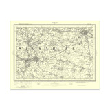 Authentic reproduction of Ordnance Survey map of Warwick 1896-1904 with a yellow tint background