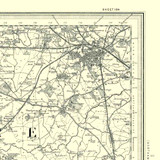 Close up of authentic reproduction of Ordnance Survey map of Warwick 1896-1904 with a yellow tint background