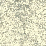 Close up of authentic reproduction of Ordnance Survey map of Montgomery 1896-1904 with a yellow tint background