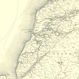 Close up of authentic reproduction of Ordnance Survey map of Girvan 1896-1904 with a yellow tint background