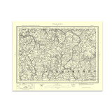 Authentic reproduction of Ordnance Survey map of Newcastle Emlyn 1896-1904 with a yellow tint background