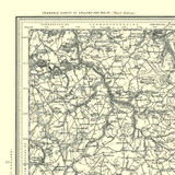 Close up of authentic reproduction of Ordnance Survey map of Newcastle Emlyn 1896-1904 with a yellow tint background