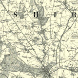 Close up of Authentic reproduction of Ordnance Survey map of Cirencester 1896-1904 with a yellow tint background