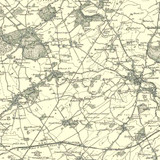 Close up of authentic reproduction of Ordnance Survey map of Malmesbury 1896-1904 with a yellow tint background