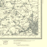 Close up of authentic reproduction of Ordnance Survey map of Tewkesbury 1896-1904 with a yellow tint background