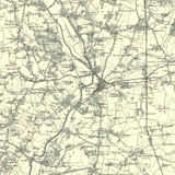 Close up of authentic reproduction of Ordnance Survey map of Tewkesbury 1896-1904 with a yellow tint background