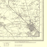 Close up of authentic reproduction of Ordnance Survey map of Leighton Buzzard 1896-1904 with a yellow tint background