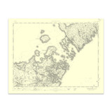 Authentic reproduction of Ordnance Survey map of Sollas 1896-1904 with a yellow tint background