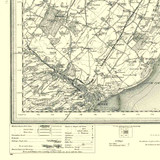 Close up of Authentic reproduction of Ordnance Survey map of Dover  1896-1904 with a yellow tint background
