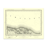 Authentic reproduction of Ordnance Survey map of Minehead 1896-1904 with a yellow tint background