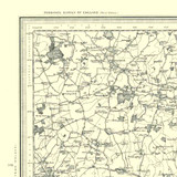 Close up of authentic reproduction of Ordnance Survey map of Sudbury 1896-1904 with a yellow tint background