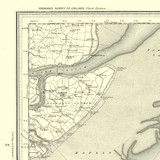 Close up of Authentic reproduction of Ordnance Survey map of Foulness 1896-1904 with a yellow tint background