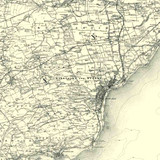 Close up of authentic reproduction of Ordnance Survey map of Kinross 1896-1904 with a yellow tint background