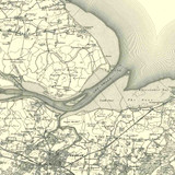 Close up of Authentic reproduction of Ordnance Survey map of Faversham 1896-1904 with a yellow tint background