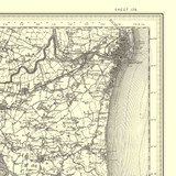 Close up of authentic reproduction of Ordnance Survey map of Lowestone 1896-1904 with a yellow tint background