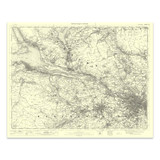 Authentic reproduction of Ordnance Survey map of Glasgow 1896-1904 with a yellow tint background