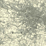 Close up of Authentic reproduction of Ordnance Survey map of Glasgow 1896-1904 with a yellow tint background