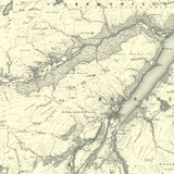 Close up of authentic reproduction of Ordnance Survey map of Fort Augustus 1896-1904 with a yellow tint background