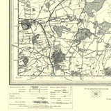 Close up of authentic reproduction of Ordnance Survey map of Kettering 1896-1904 with a yellow tint background