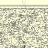 Close up of authentic reproduction of Ordnance Survey map of Eye 1896-1904 with a yellow tint background