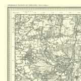 Close up of Authentic reproduction of Ordnance Survey map of Haslemere 1896-1904 with a yellow tint background
