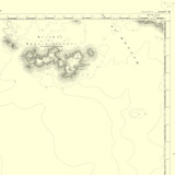 Close up of authentic reproduction of Ordnance Survey map of Monach 1896-1904 with a yellow tint background