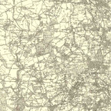 Close up of Authentic reproduction of Ordnance Survey map of Dudley 1896-1904 with a yellow tint background